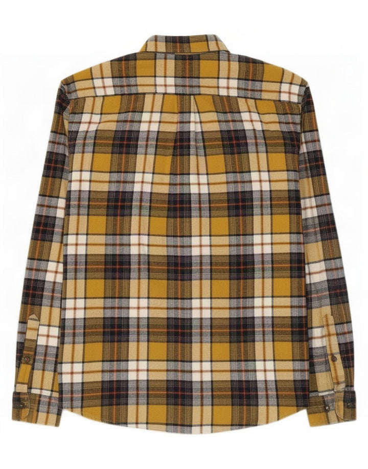 Camicia in flanella da uomo Marks & Spencer vestibilità regolare in cotone a quadri giallo medio