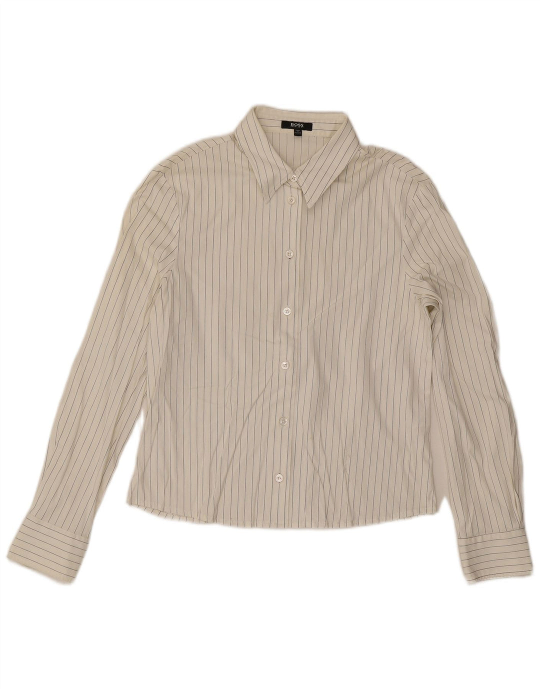 Camicia da donna Hugo Boss UK 12 gessato bianco medio