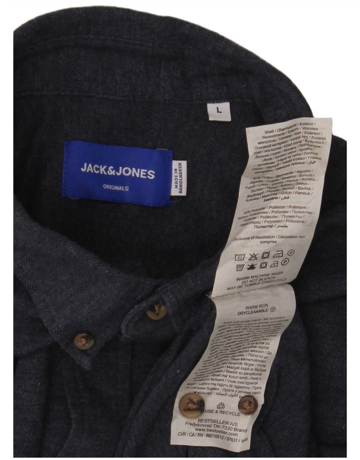 Camicia da uomo Jack & Jones grande in cotone blu navy