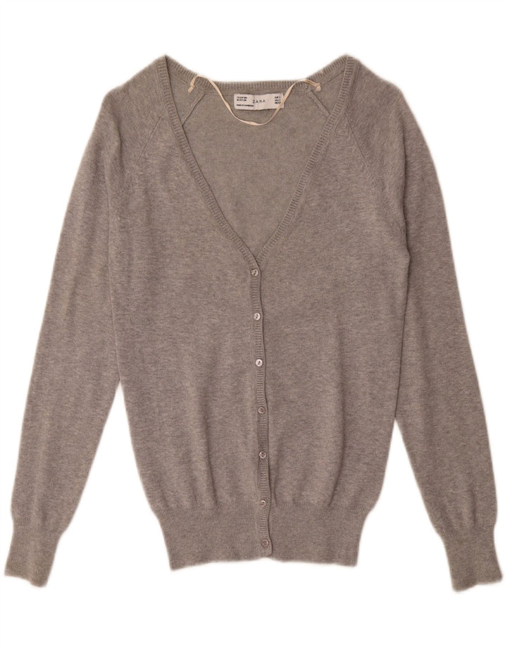 Maglione cardigan da donna Zara UK 10 piccolo cotone grigio