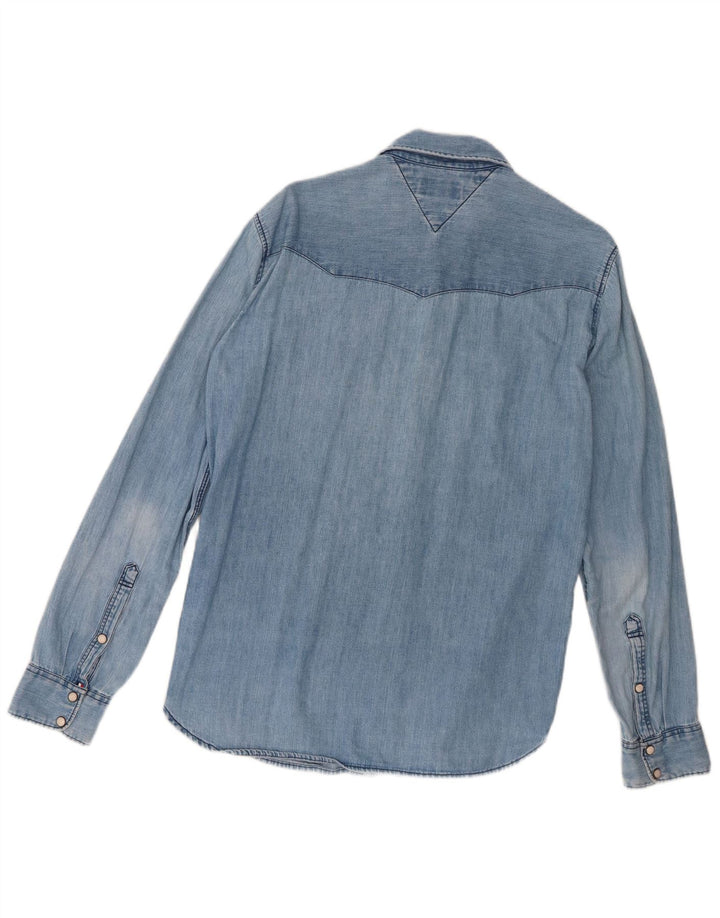 Camicia di jeans da uomo Tommy Hilfiger piccola in cotone blu