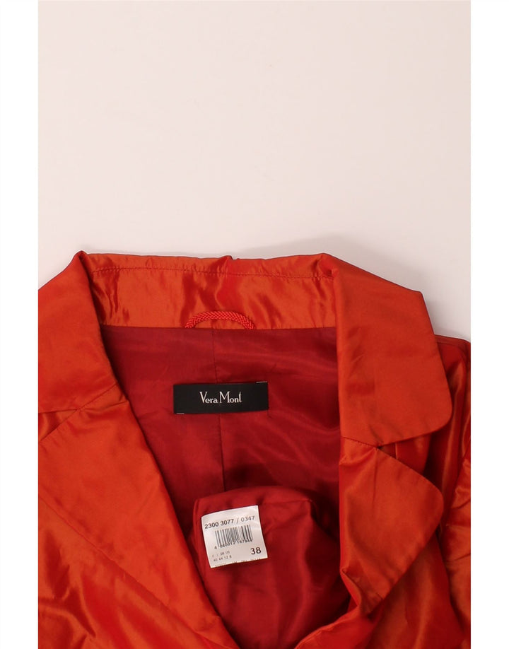 VERA MONT Womens Crop 3 Button Blazer Jacket UK 12 Medium  Orange Acetate Vintage Vera Mont and Second-Hand Vera Mont from Messina Hembry 