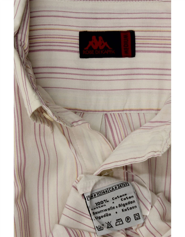 Camicia da uomo a maniche corte KAPPA in cotone a righe bianche medie