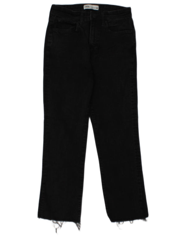 Jeans corti a vita alta da donna Zara EU 38 piccoli W28 L25 cotone nero