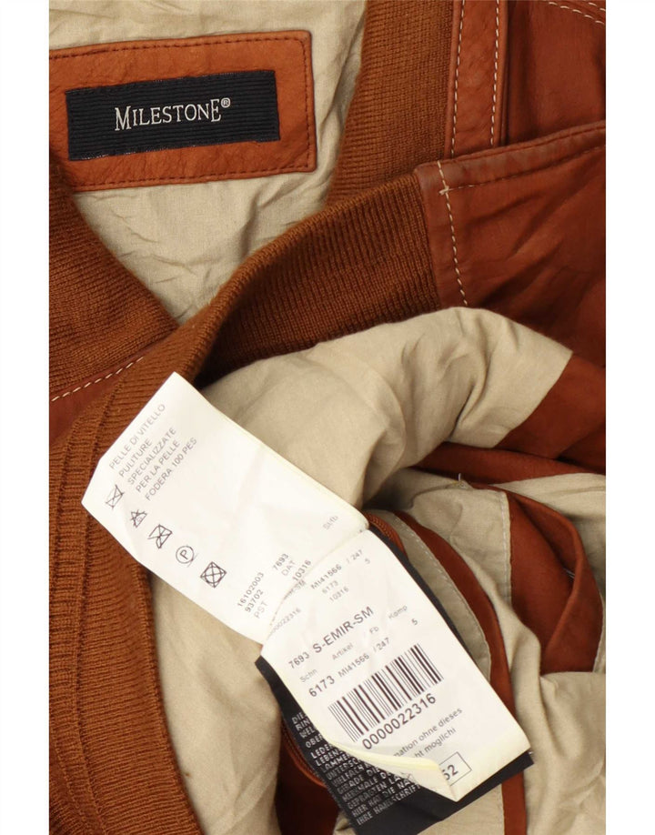 Giacca in pelle da uomo Milestone IT 52 XL Marrone