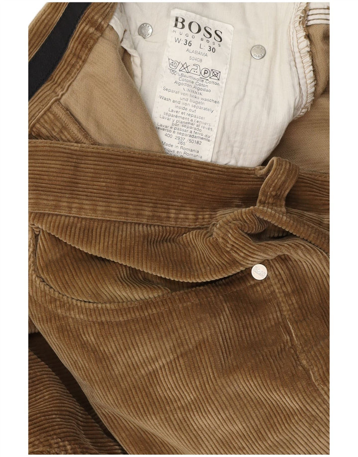 Pantaloni dritti da uomo in velluto a coste HUGO BOSS Alabama W36 L30 in cotone marrone