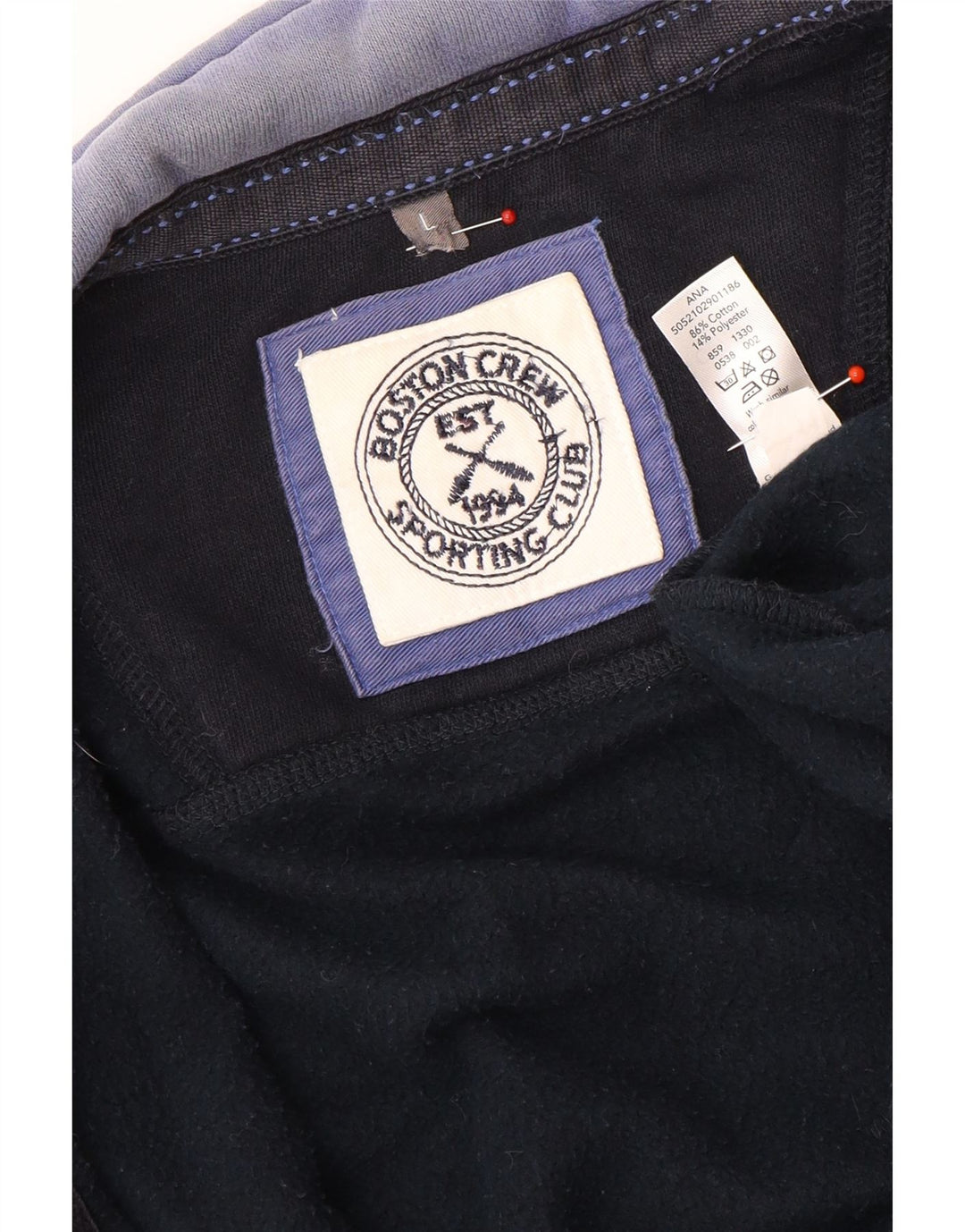Giacca da ginnastica da uomo Boston Crew, grande, in cotone blu navy