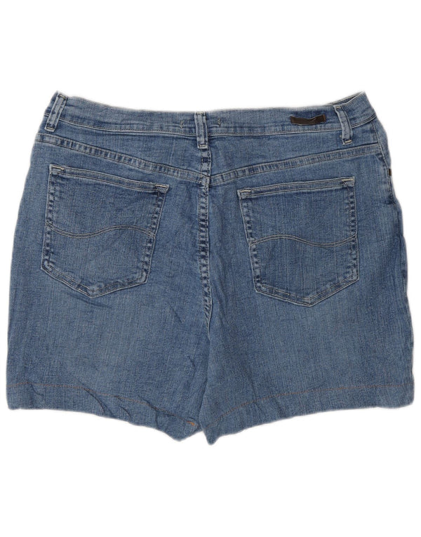 Pantaloncini di jeans a vita alta da donna Lee US 14 XL W34 cotone blu