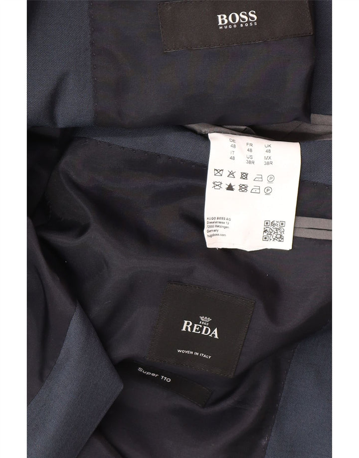 Giacca blazer da uomo a 2 bottoni Hugo Boss IT 48 media lana blu navy