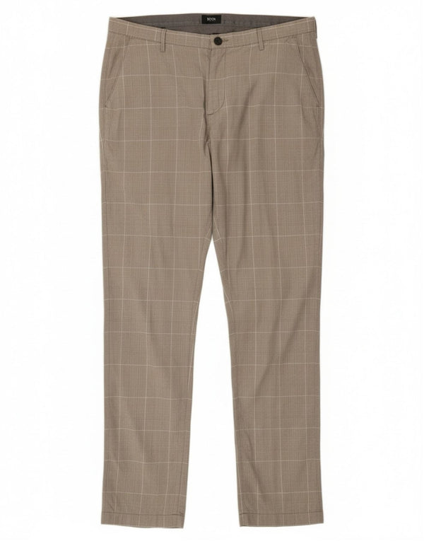 Pantaloni chino slim fit da uomo Hugo Boss IT 52 XL W36 L33 pied de poule grigio