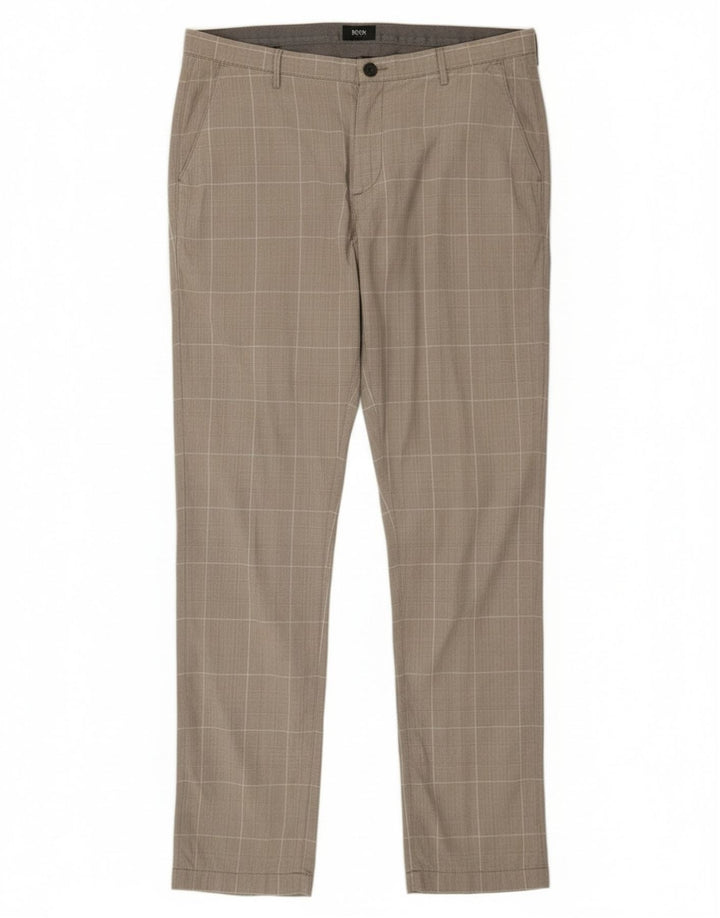 Pantaloni chino slim fit da uomo Hugo Boss IT 52 XL W36 L33 pied de poule grigio