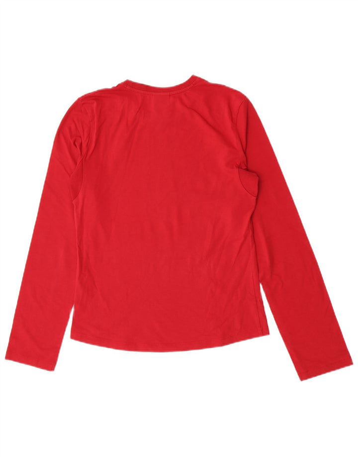Top Nike da donna a maniche lunghe UK 10/12 cotone rosso medio