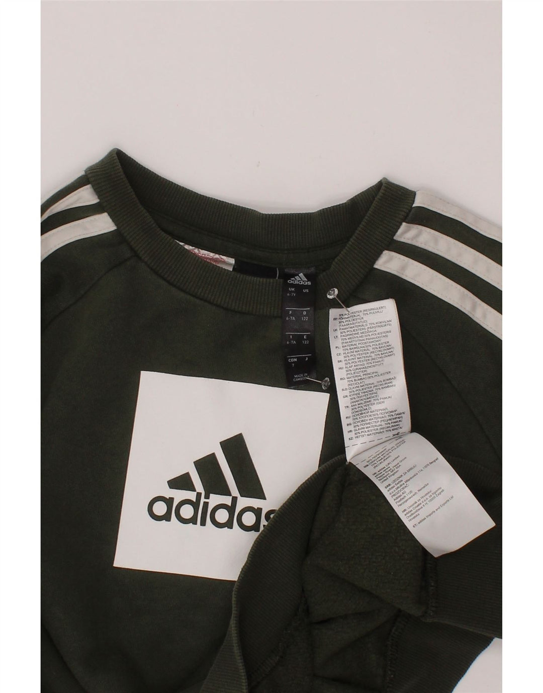 Felpa grafica ADIDAS per ragazzi, 6-7 anni, cotone kaki