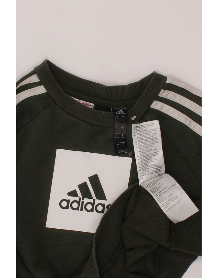 Felpa grafica ADIDAS per ragazzi, 6-7 anni, cotone kaki