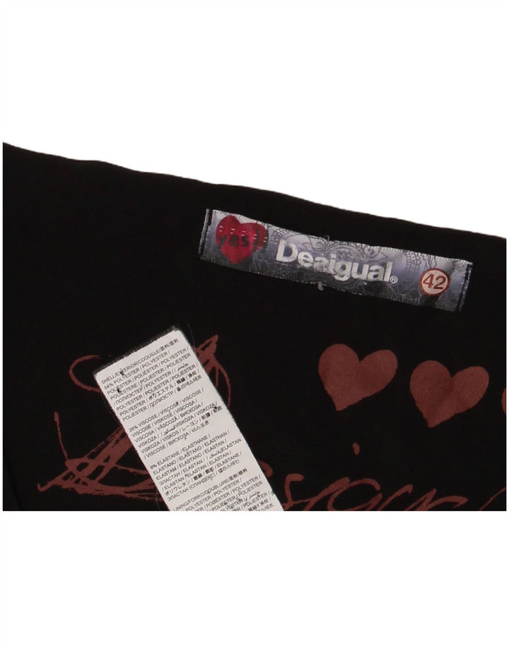 DESIGUAL Abito tubino grafico a maniche lunghe da donna EU 42 Grande floreale nero