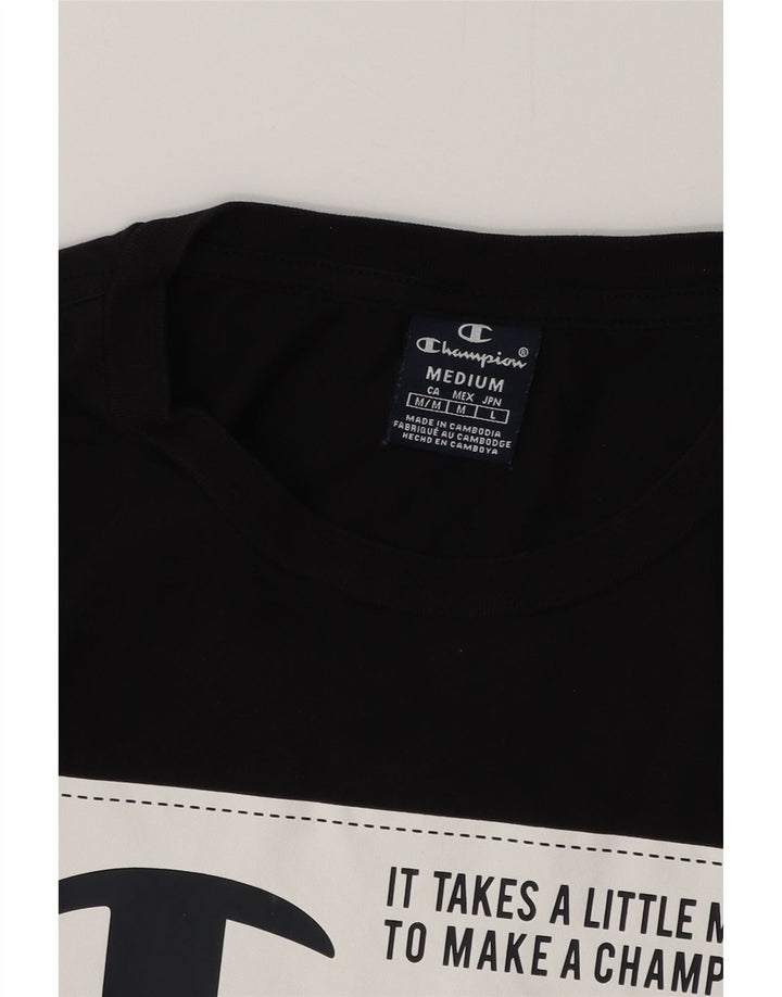 CHAMPION Mens Graphic T-Shirt Top Medium Black