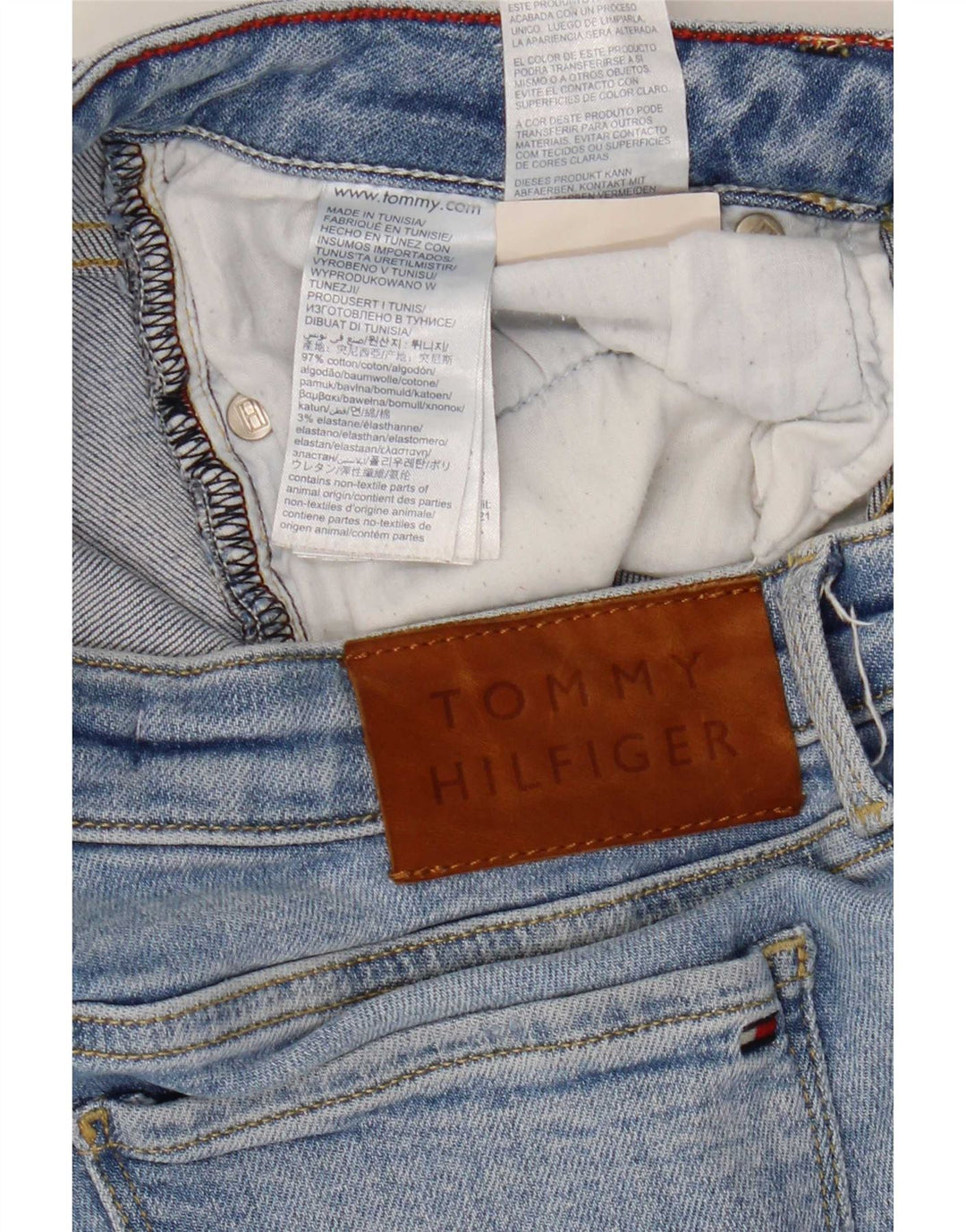 Jeans slim invecchiati da donna Tommy Hilfiger W28 L27 cotone blu