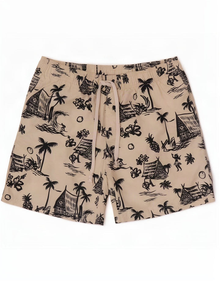 Pantaloncini da bagno grafici da uomo Sundek piccoli hawaiani bianco sporco