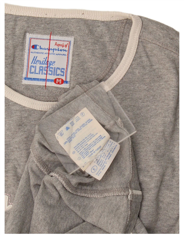 Champion Womens Heritage Classics Graphic Top manica lunga UK 14 Grigio medio