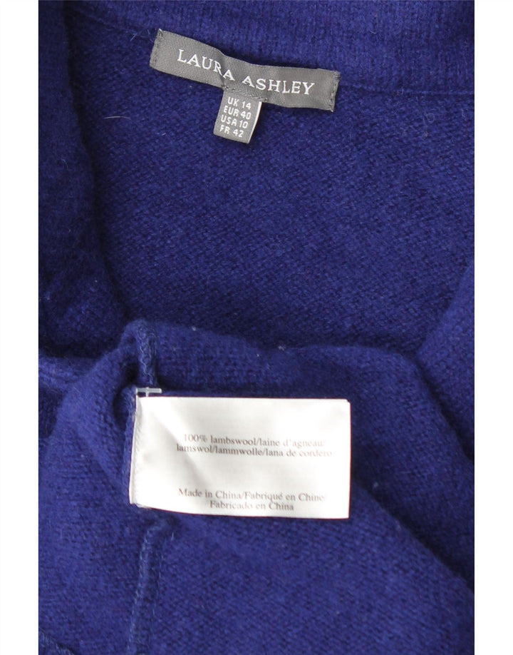Laura Ashley Giacca Blazer a 4 Bottoni da Donna UK 14 Lana Blu Medio