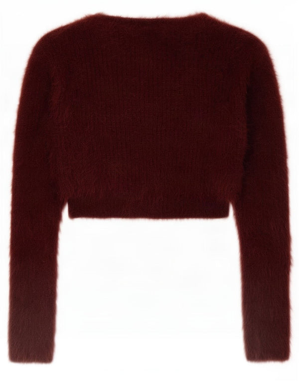 Maglione Bolero aperto da donna Zara UK 10 piccolo bordeaux