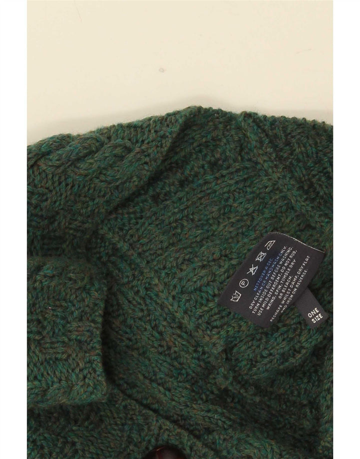 Maglione poncho da donna Aran taglia unica in lana merino screziata verde