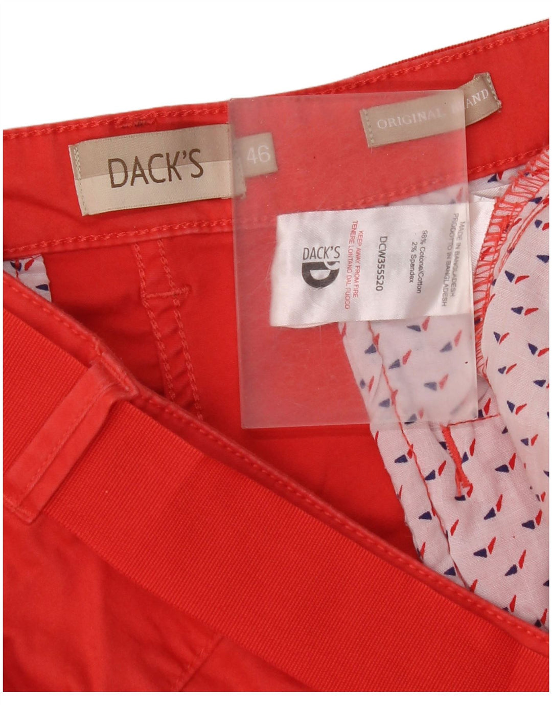 Pantaloncini chino vestibilità regolare da donna di Dack IT 46 Large W34 cotone rosso
