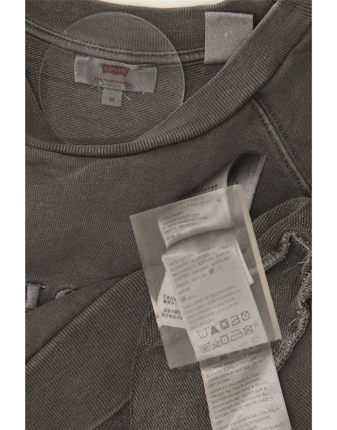 Levi's Donna Crop Graphic Felpa Oversize Maglione UK 14 Grigio Medio