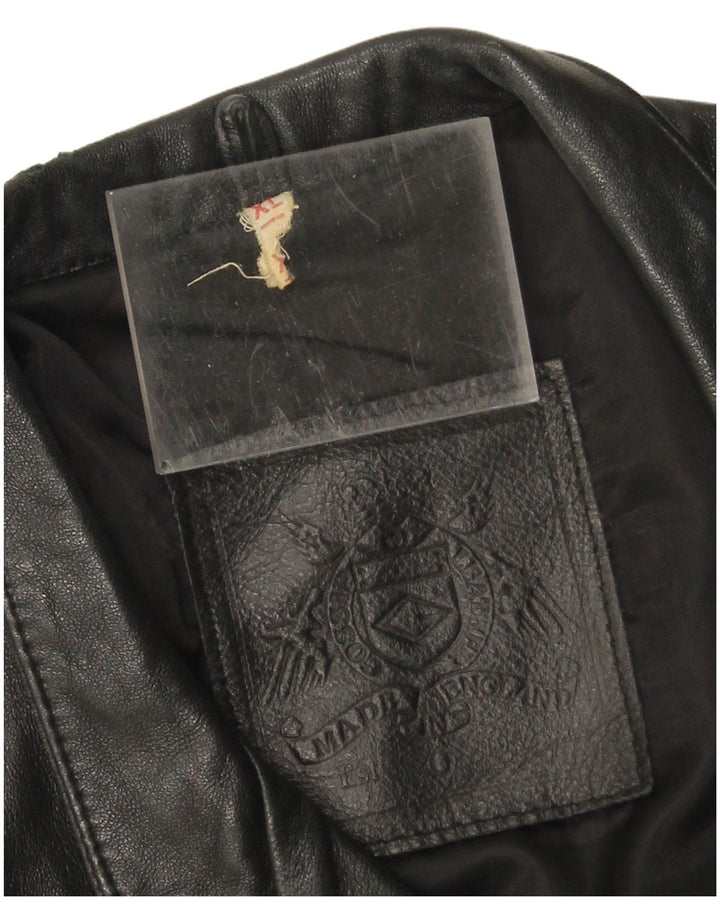 Cappotto in pelle vintage da donna UK 18 XL in pelle nera
