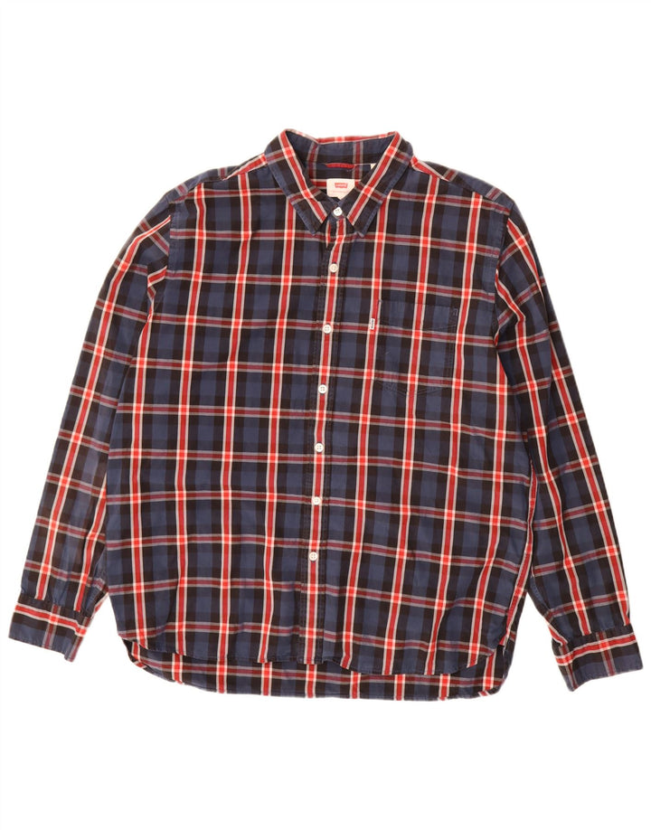Camicia LEVI'S da uomo XL in cotone a quadri blu navy