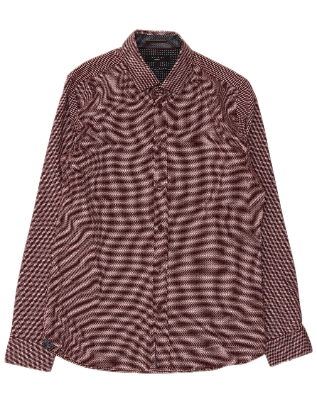 Ted Baker Camicia da uomo vestibilità regolare taglia 3 Poliestere geometrico bordeaux medio
