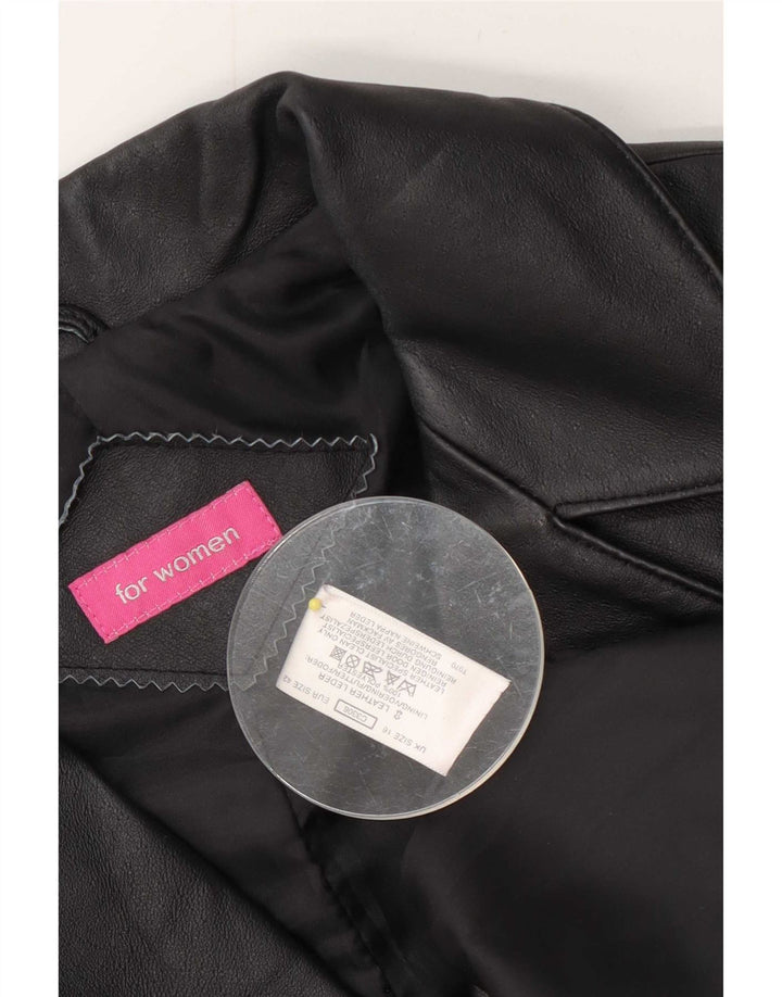 Cappotto vintage in pelle da donna UK 16 grande Nero