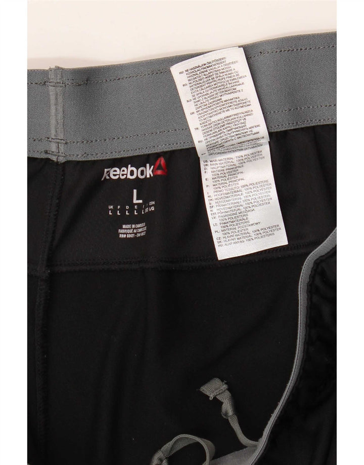 Pantaloni da tuta da uomo Reebok Large neri in poliestere