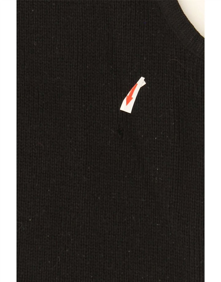 Maglione cardigan senza maniche vintage da uomo medio nero geometrico