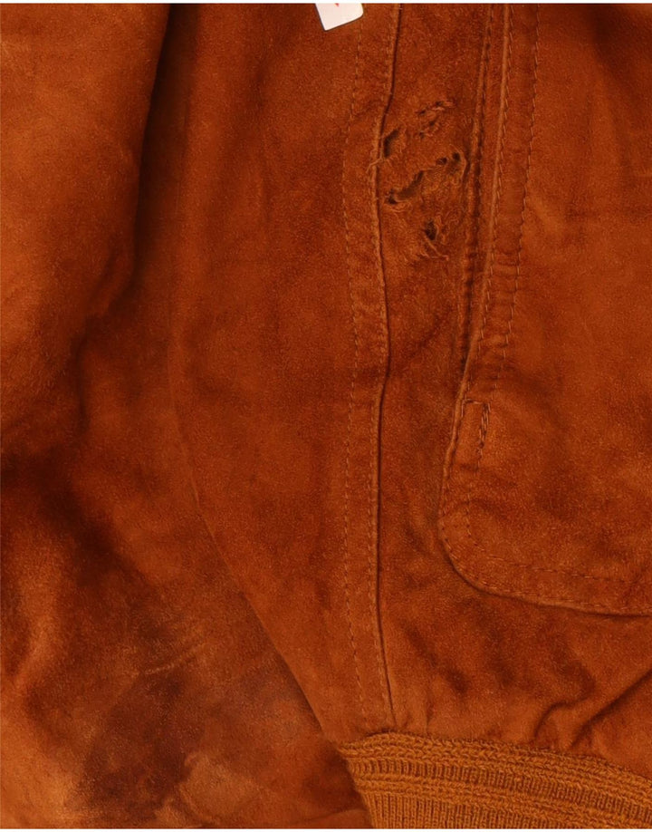 Giubbotto bomber vintage in pelle scamosciata da uomo IT 56 3XL in pelle marrone