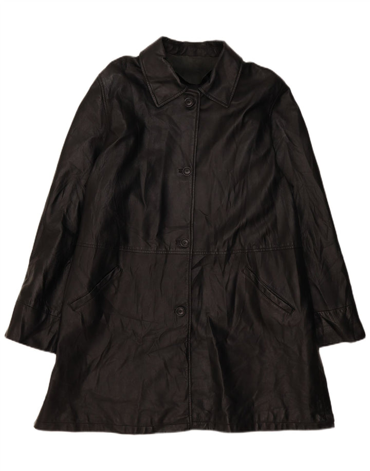 Cappotto oversize in pelle da donna VINTAGE EU 46 XL Pelle nera