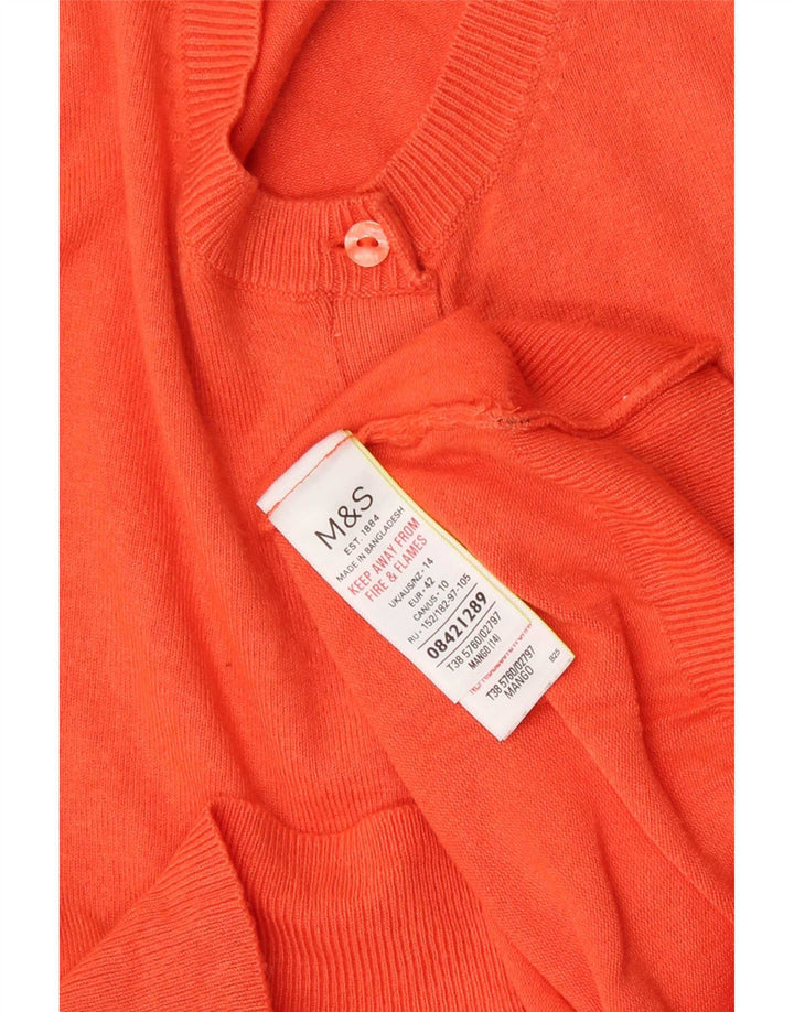 Maglione cardigan corto da donna Marks & Spencer UK 14 Viscosa arancione medio