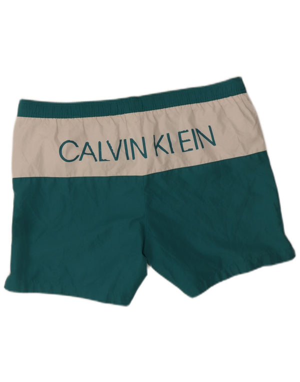 Pantaloncini da bagno grafici da uomo Calvin Klein grandi color verde