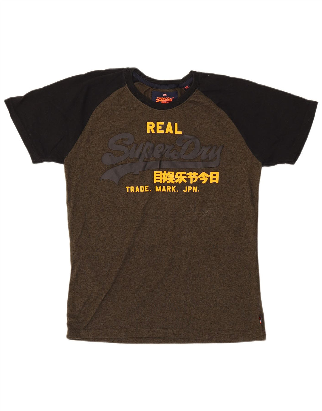 T-shirt grafica da uomo Superdry Top in cotone color block color kaki medio