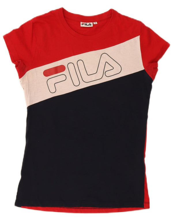 Maglietta grafica da donna Fila Top UK 12 Cotone color block rosso medio