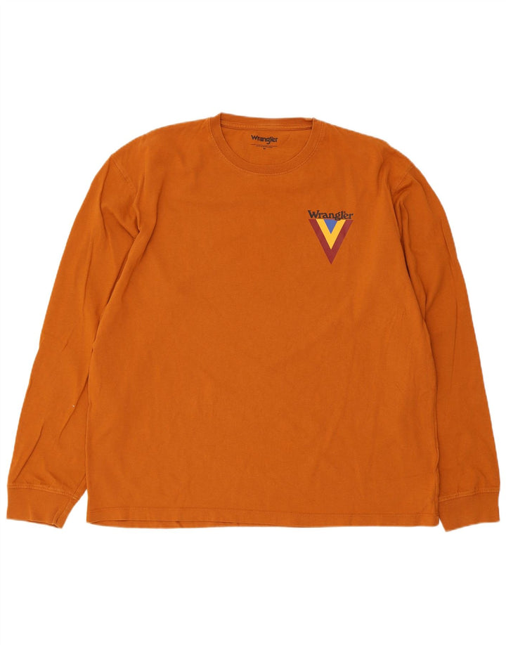 Top da uomo Wrangler a maniche lunghe in cotone marrone medio