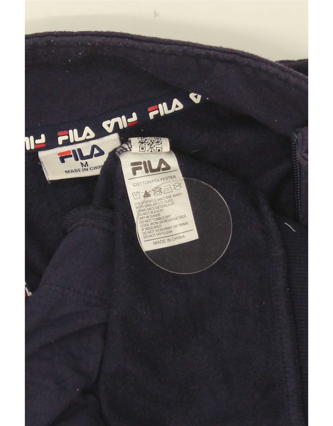 Felpa Fila da uomo con grafica con zip e collo, maglione, colore blu navy medio