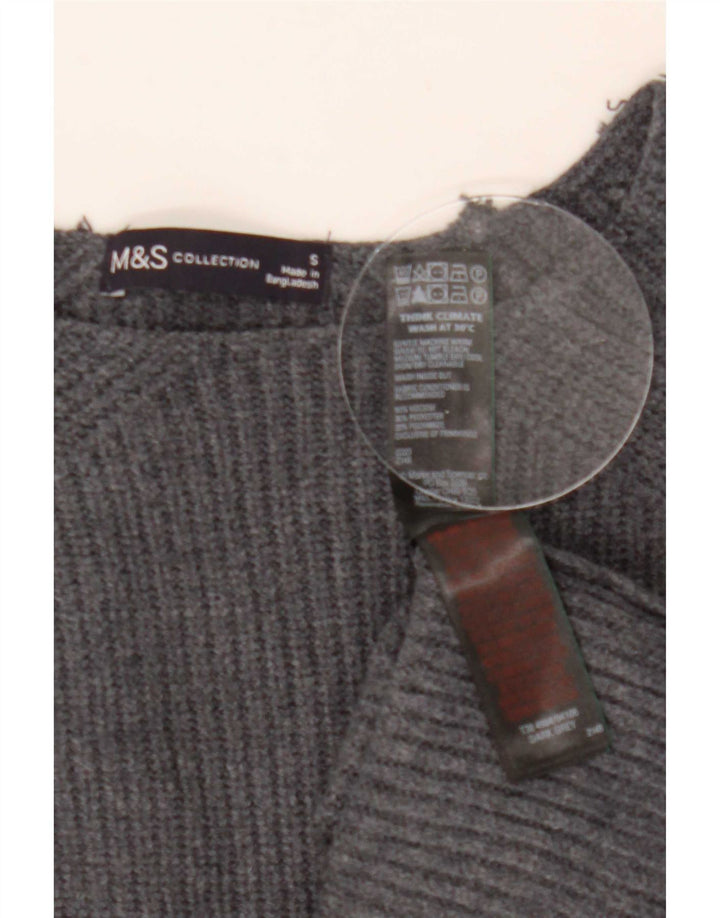 Maglione maglione girocollo oversize da donna Marks & Spencer UK 10 piccolo grigio