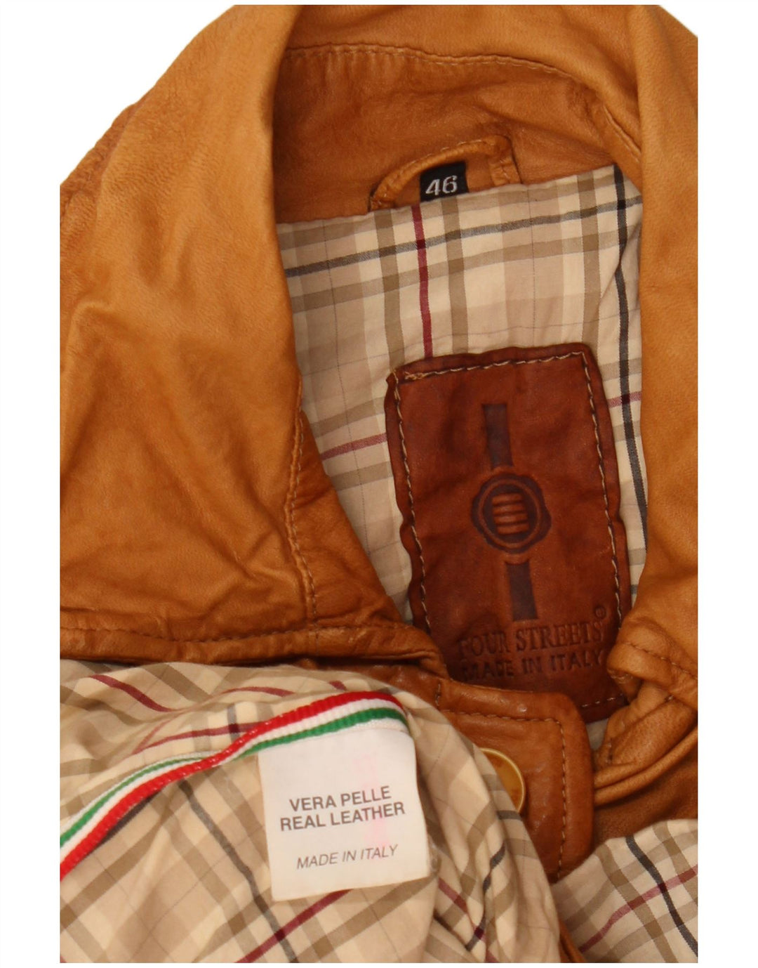 Giacca in pelle da donna vintage IT 46 grande in pelle marrone