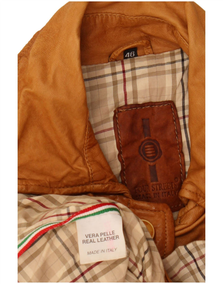 Giacca in pelle da donna vintage IT 46 grande in pelle marrone