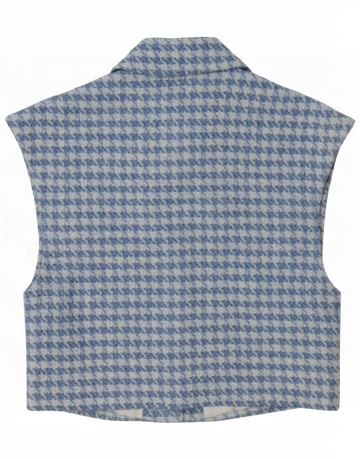 Gilet corto da donna Zara UK 10 piccolo pied de poule blu
