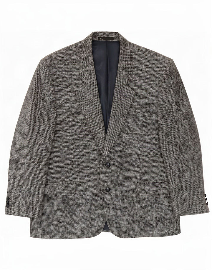 Giacca blazer a 2 bottoni Harris Tweed da uomo Bhs UK 46 3XL lana grigia