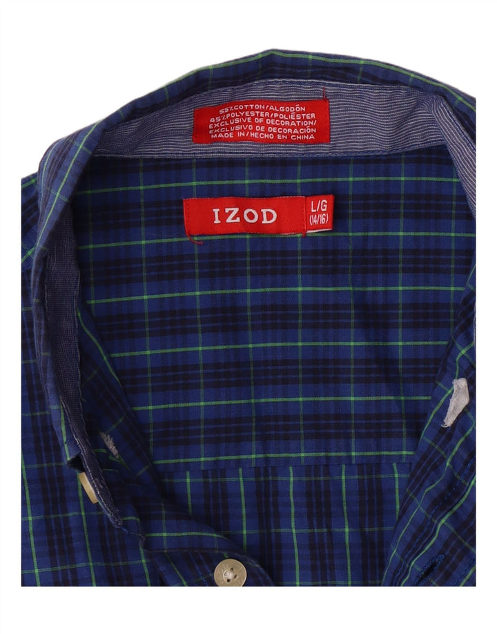 IZOD Boys Shirt 14-15 Years Large Blue Check Cotton Vintage Izod and Second-Hand Izod from Messina Hembry 