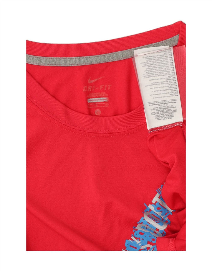 NIKE Womens Dri Fit Graphic T-Shirt Top UK 10 Small Red Polyester Vintage Nike and Second-Hand Nike from Messina Hembry 