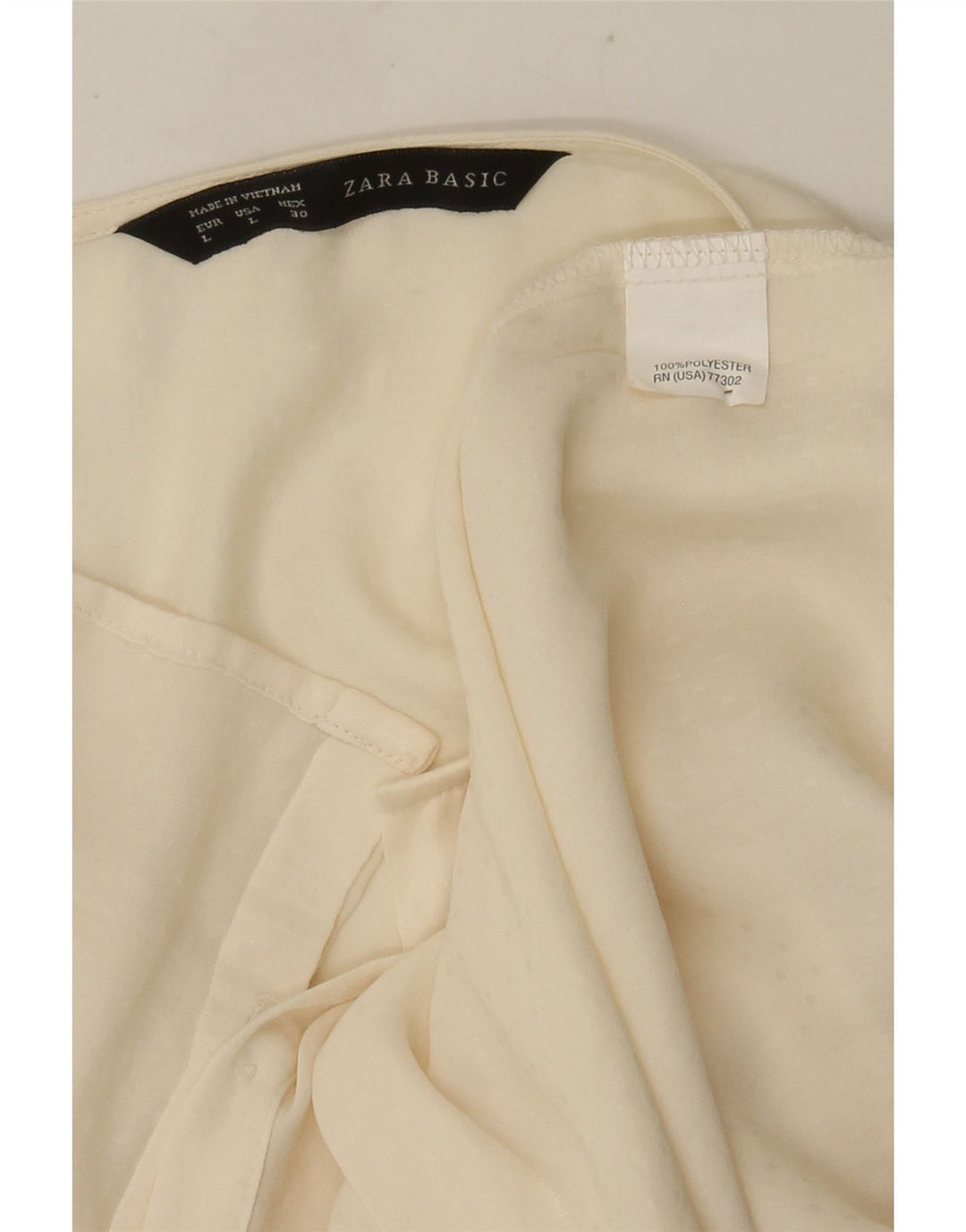 Camicetta senza maniche da donna Zara UK 16 grande poliestere bianco sporco